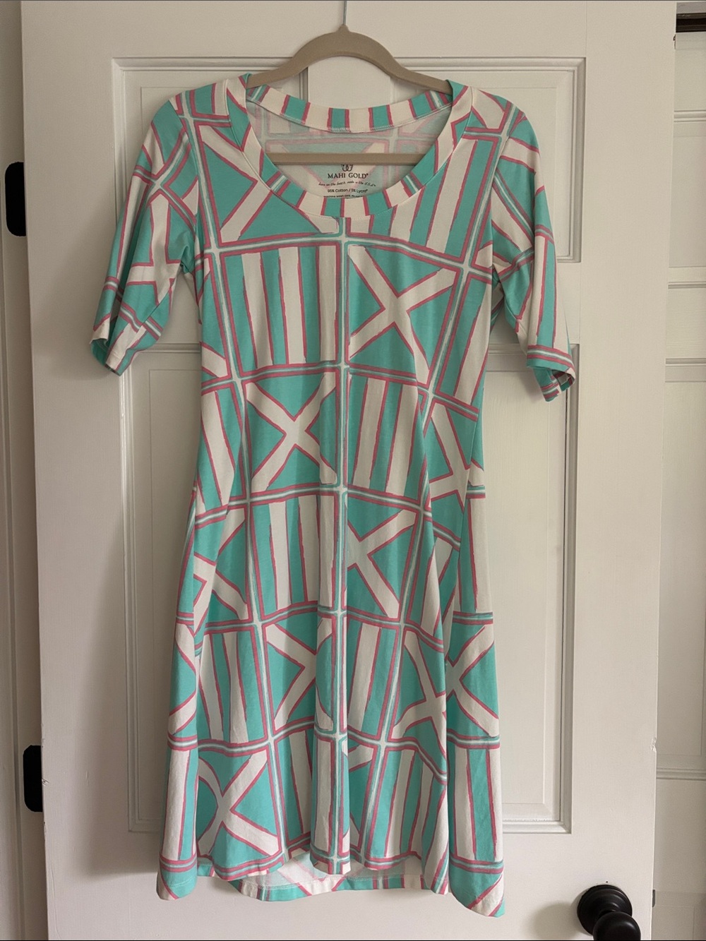MAHI GOLD Aqua Geometric Knit Dress